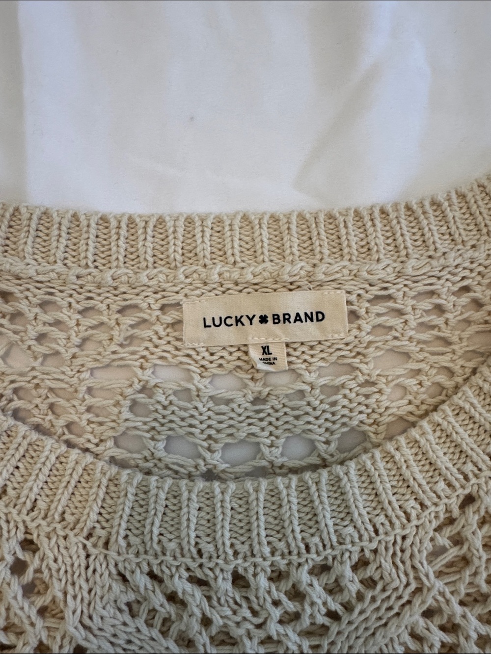 Lucky Brand Cream Crochet Knit Sleeveless Top - Picture 2 of 5